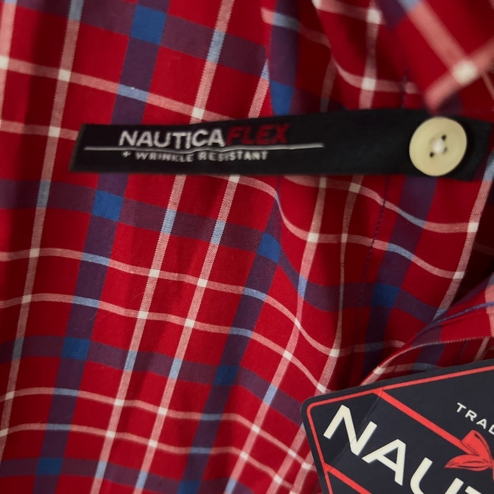 Nautica Men's Red and Blue Plaid Button Down Shirts/NWT/XXL - Picture 10 of 11